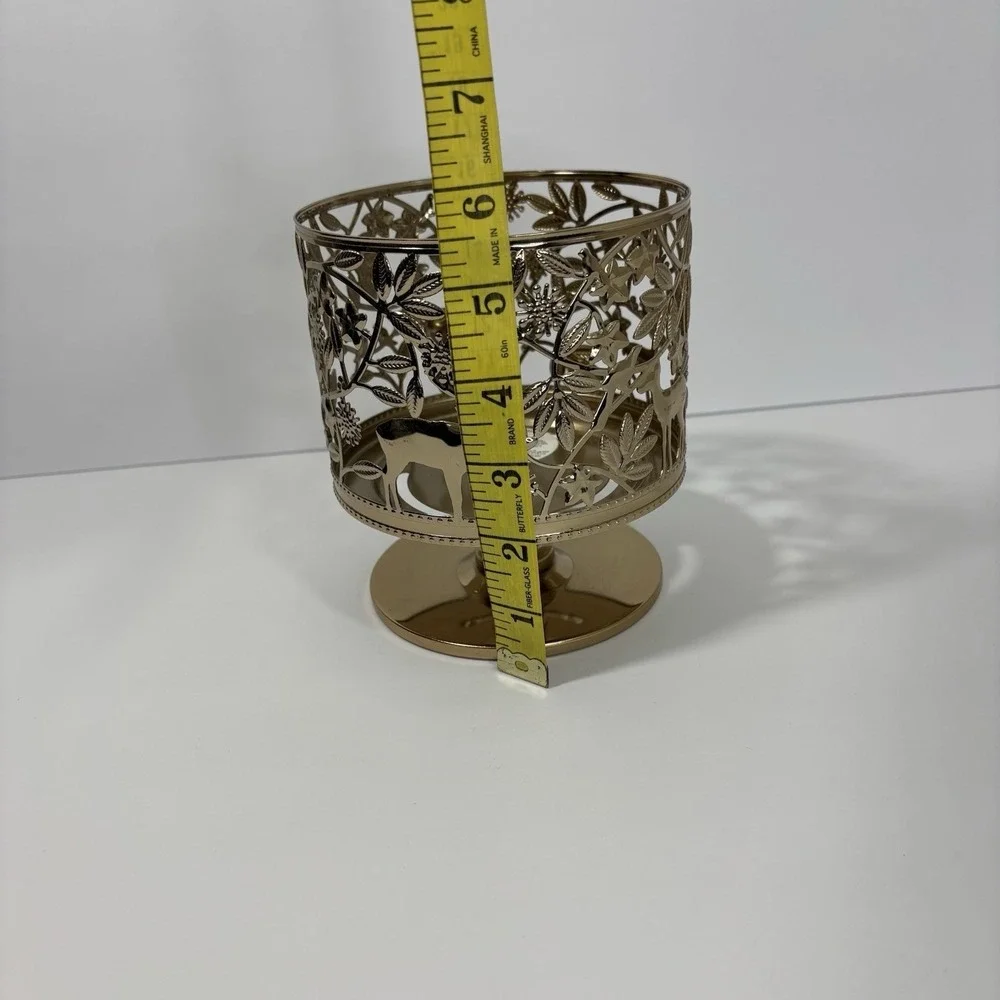 Bath & Body Works WILDLIFE PEDESTAL Large 3-Wick Candle Holder 2017 Deer EUC